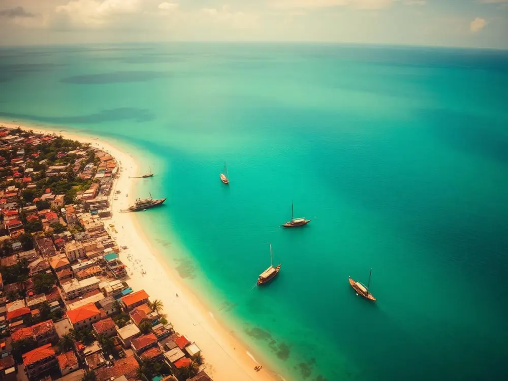 Traditional dhow off the Zanzibar coastline, a popular finish after a Kenya Tanzania safari